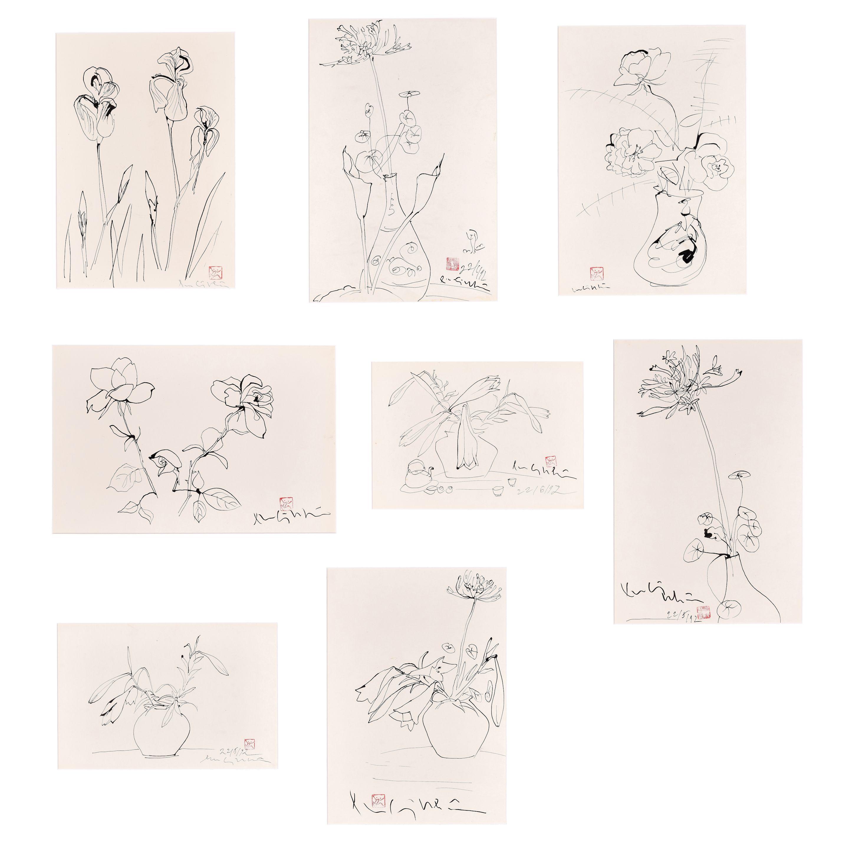 Luu Cong Nhan - Eight drawings of flowers