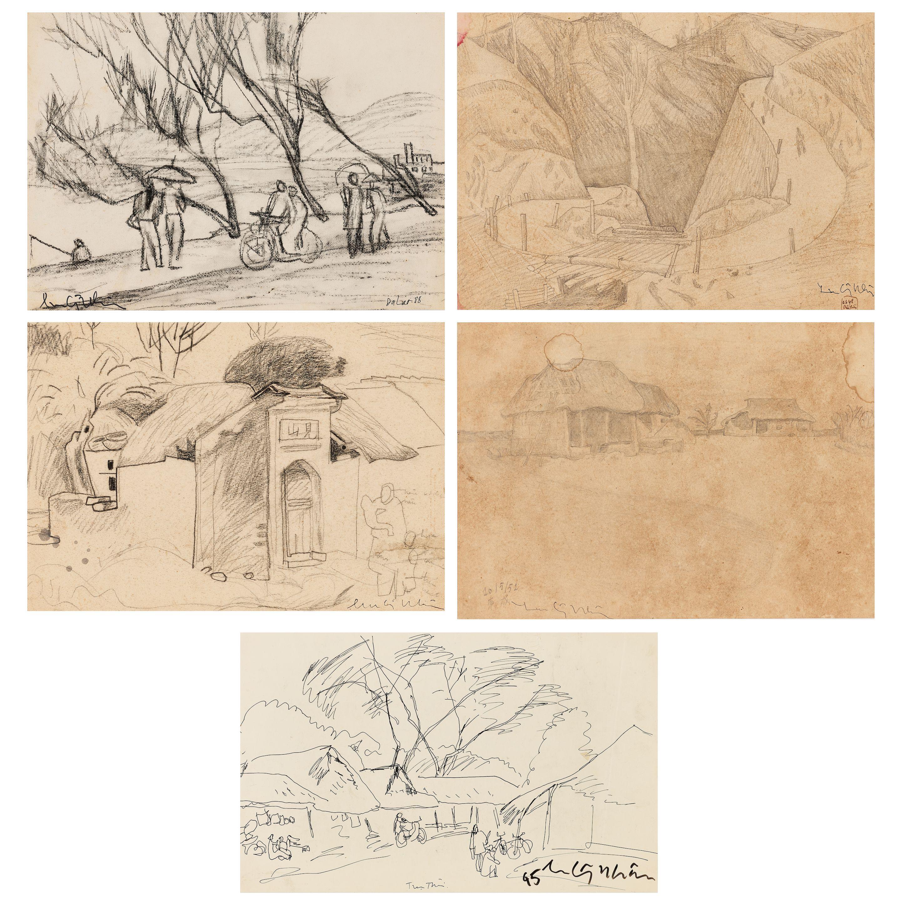 Luu Cong Nhan - Five drawings with landscape