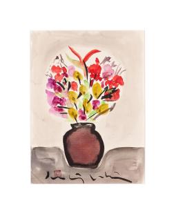 Luu Cong Nhan - Flowers in a Dark Brown Vase