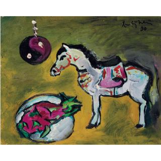 Luu Cong Nhan - Still Life With Dragonfruit And A Vietnamese Terracotta Horse