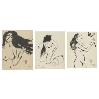 Luu Cong Nhan - Three drawings with nude