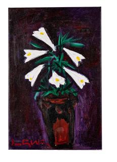 Luu Cong Nhan - White Lilies in a Brown Vase