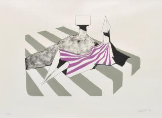 Lynn Chadwick - Seated Figures On Stripes Ii.