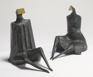 Lynn Chadwick - Sitting Figure I & Sitting Figure Ii: Two Bronzes