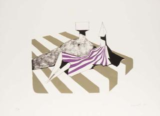 Lynn Chadwick - Two Seated Figures on Stripes II