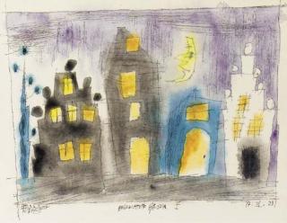 Lyonel Feininger - Beleuchtete Häuser II