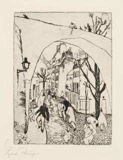 Lyonel Feininger - Die Grüne Brücke, from Die zweite Jahresgabe des Kreises graphischer Künstler und Sammler (Prass E22)
