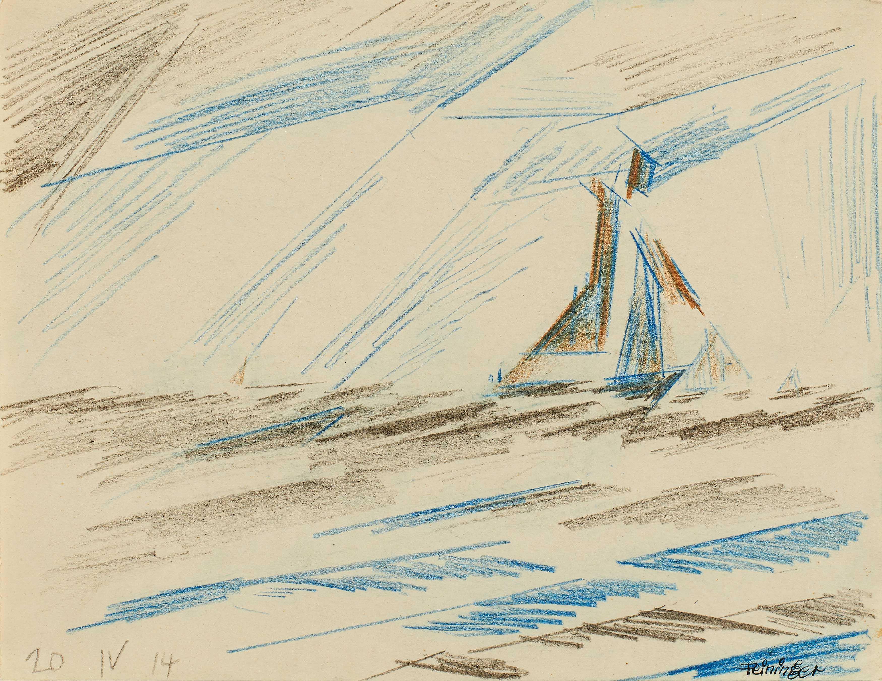 Lyonel Feininger - Fischerboot im Regen.