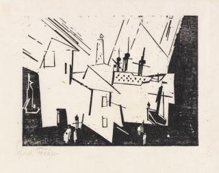 Lyonel Feininger - Hafen (Kriegsschiff in der Hafeneinfahrt)