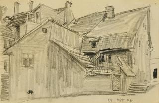 Lyonel Feininger - Hinterhof bei Weimar.