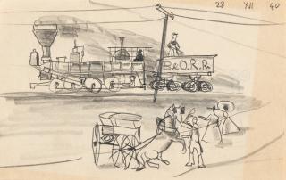 Lyonel Feininger - Horse Frightened by Locomotive