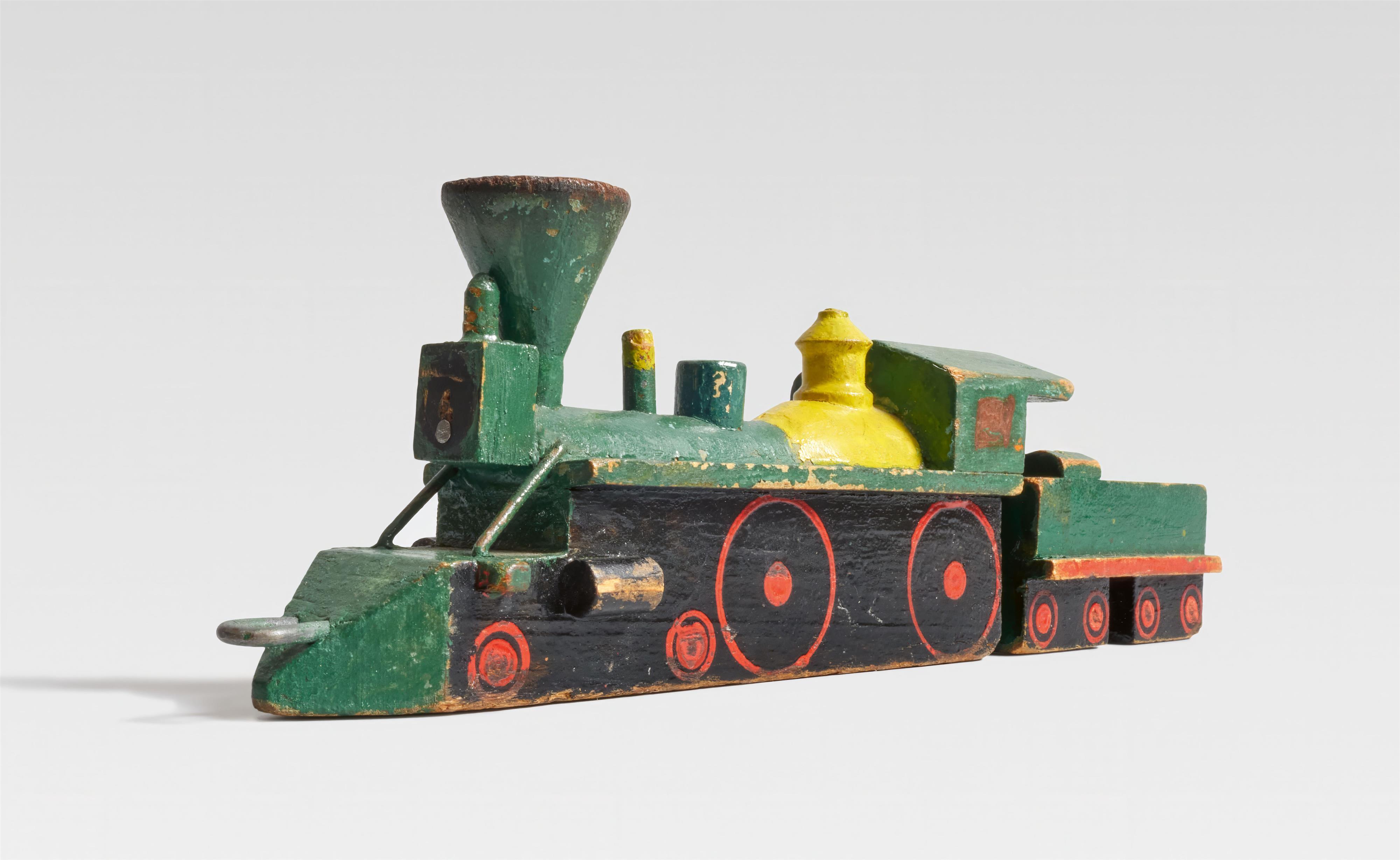 Lyonel Feininger - Lokomotive mit Tender (American eight-wheeler with funnel shaped smokestack, straight fire box lamp). Dazu: Die Konstruktionszeichnung, Zug im Profil