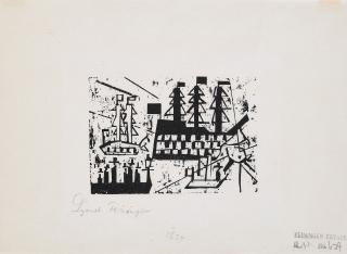 Lyonel Feininger - Schiffe im Hafen.