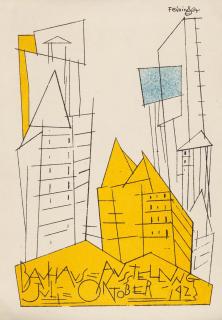 Lyonel Feininger - Stadt (Bauhauspostkarte).