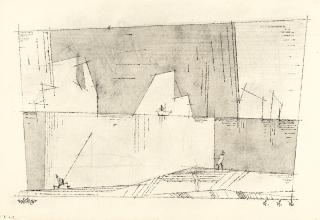 Lyonel Feininger - Three People on the Shore and Ship in the Distance (Drei Personen am Ufer und ein Schiff im Hintergrund)