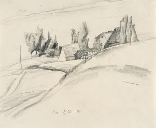 Lyonel Feininger - Vorzeichnung zu dem Gemälde „Dorf Alt-Sallenthin“