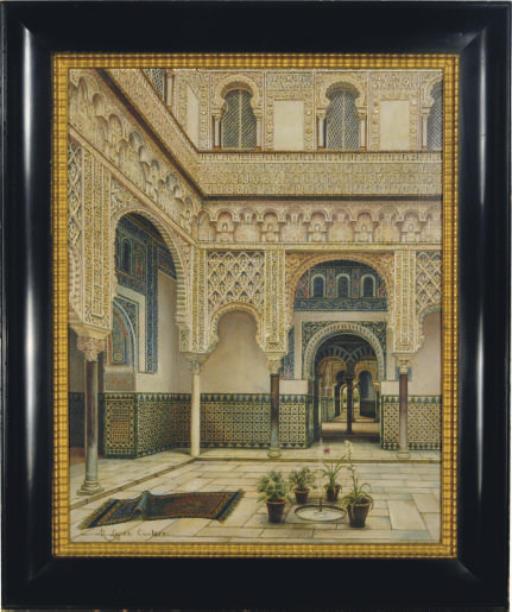 M. Lopez Cantero - The Interior Courtyard Of A Moorish Court