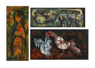 M. Sivanesan - Untitled (Nude); Untitled (Family With Bull); Untitled (Roosters)