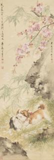Ma Jin - Peach Blossoms And Two Dogs