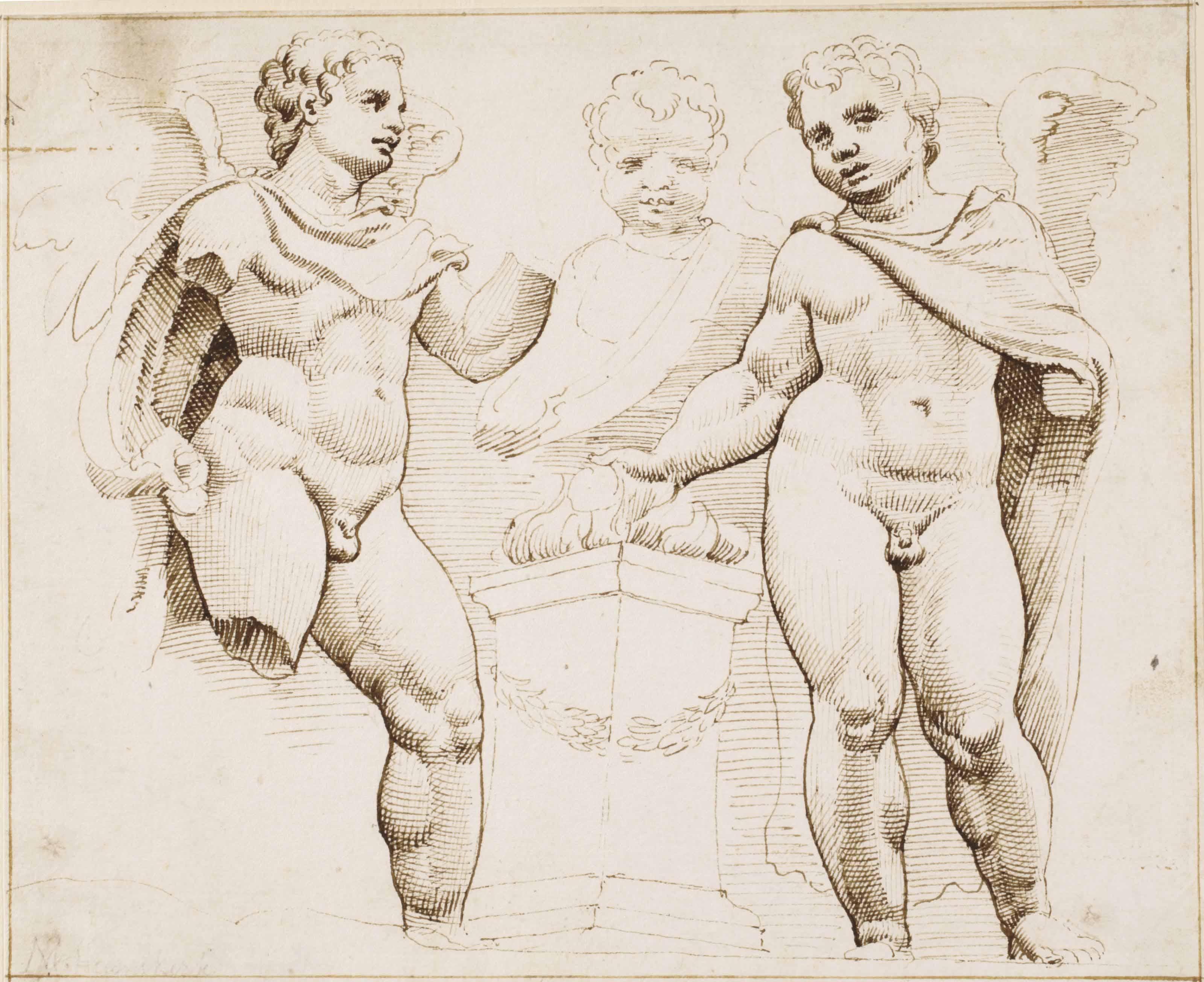 Maarten van Heemskerck - Studies Of Winged Putti, After The Antique
