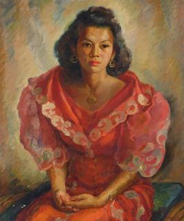 Mabel Alvarez - Seated Woman in Red