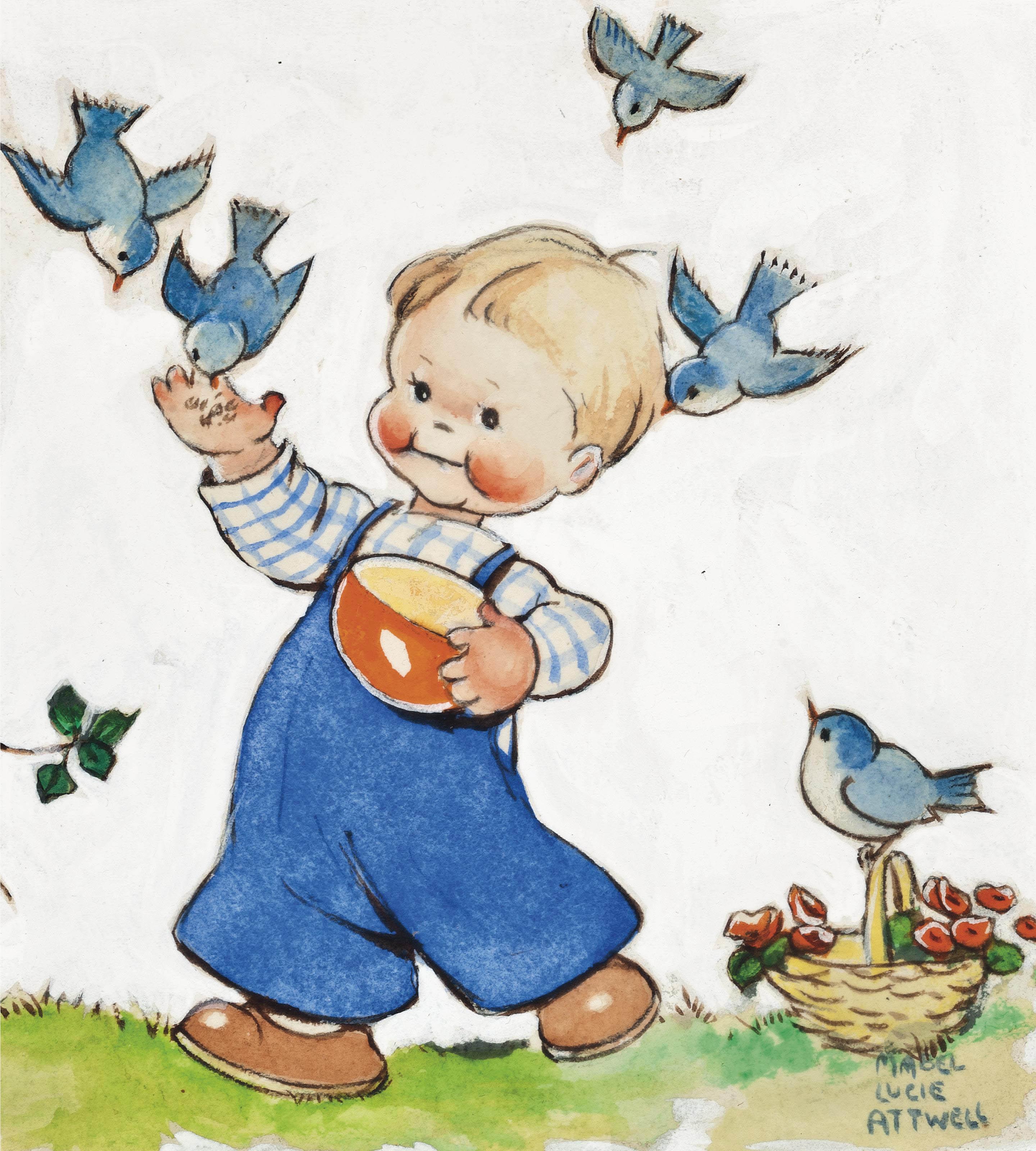Mabel Lucie Attwell - Feeding the birds