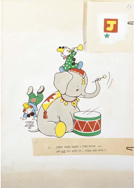 Mabel Lucie Attwell - Jimmy Jumbo makes a fine noise and how you love it, girls and boys!