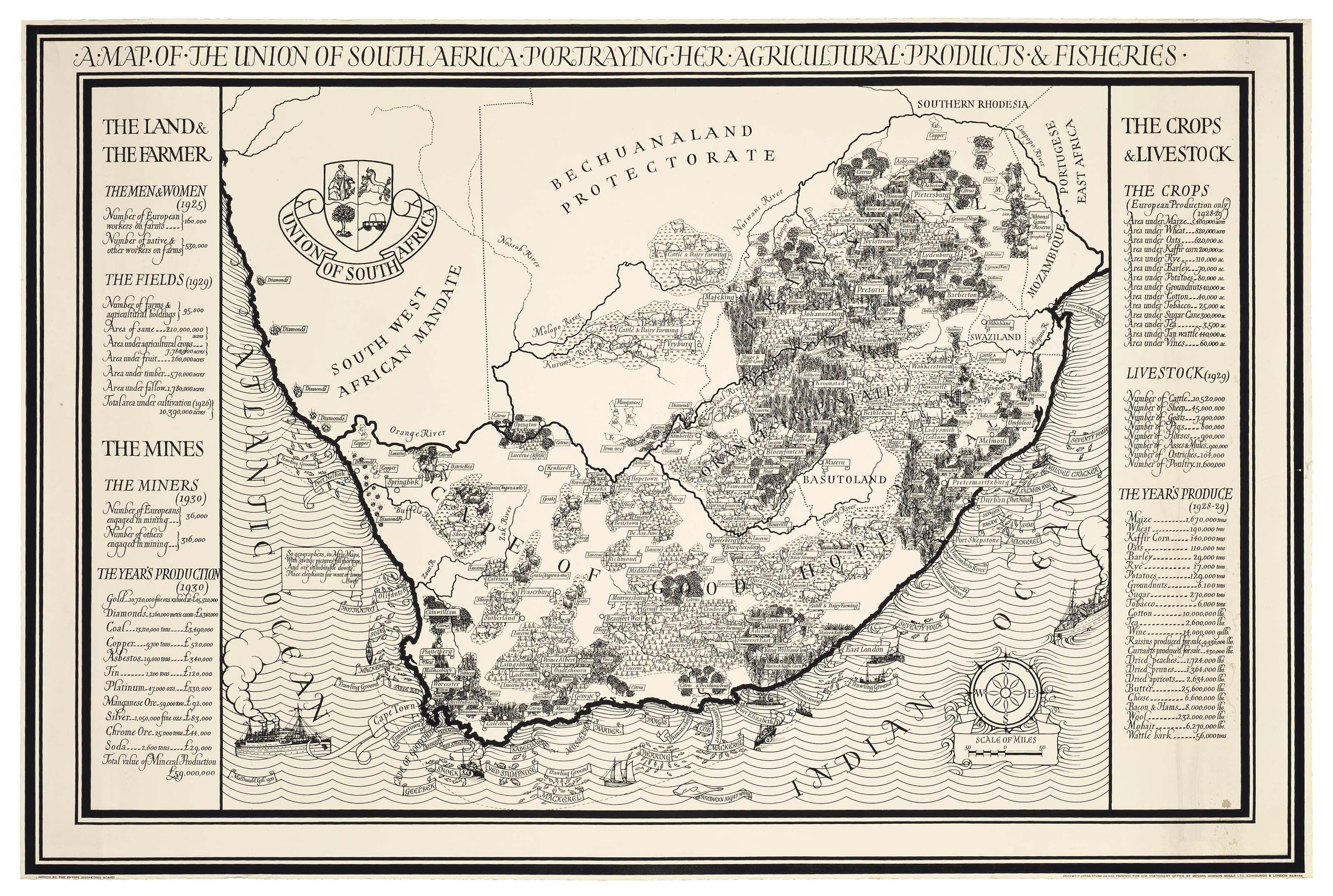 Macdonald Gill - A Map Of The Union Of South Africa