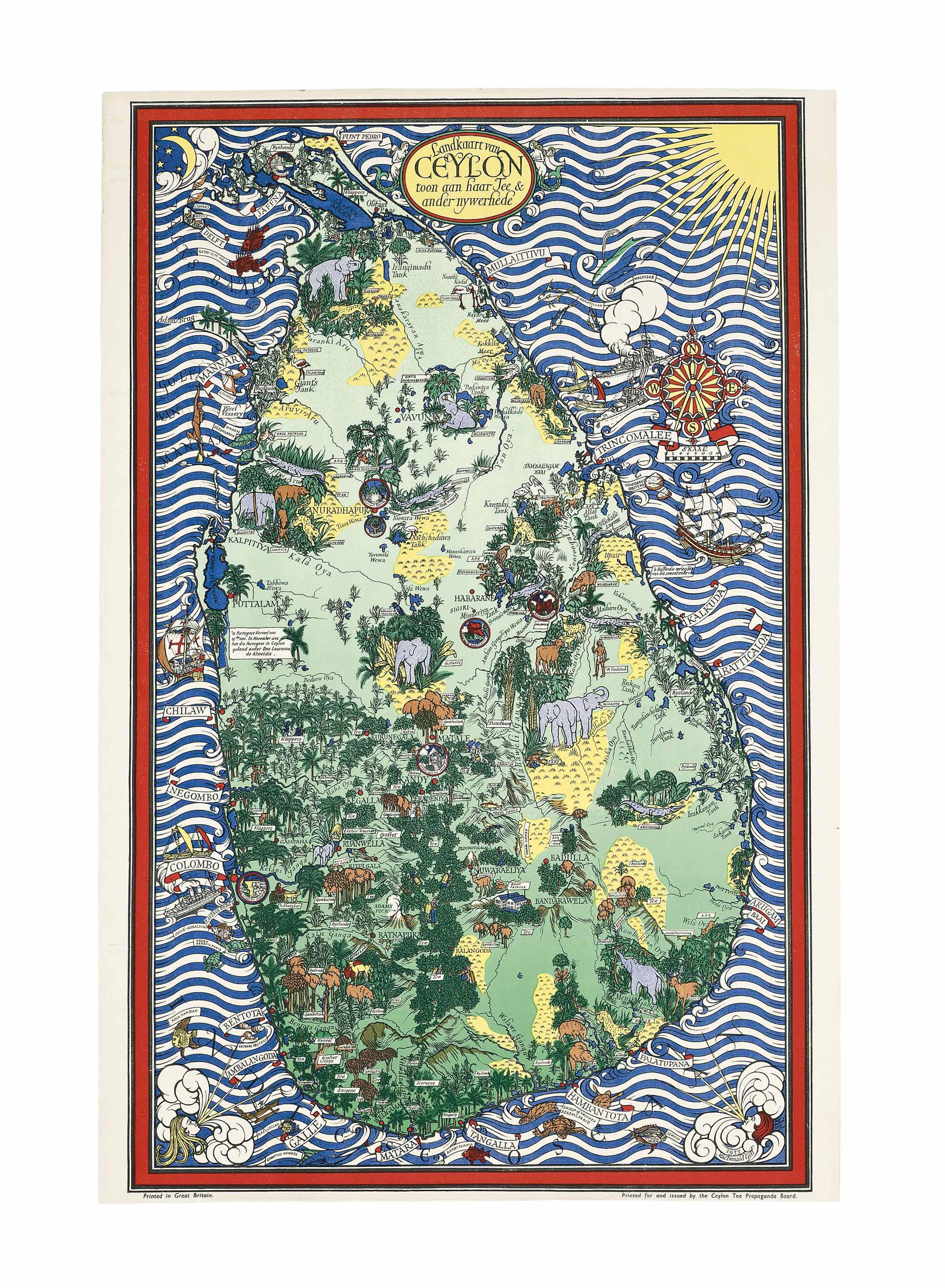 MacDonald Gill - Landkaart Van Ceylon