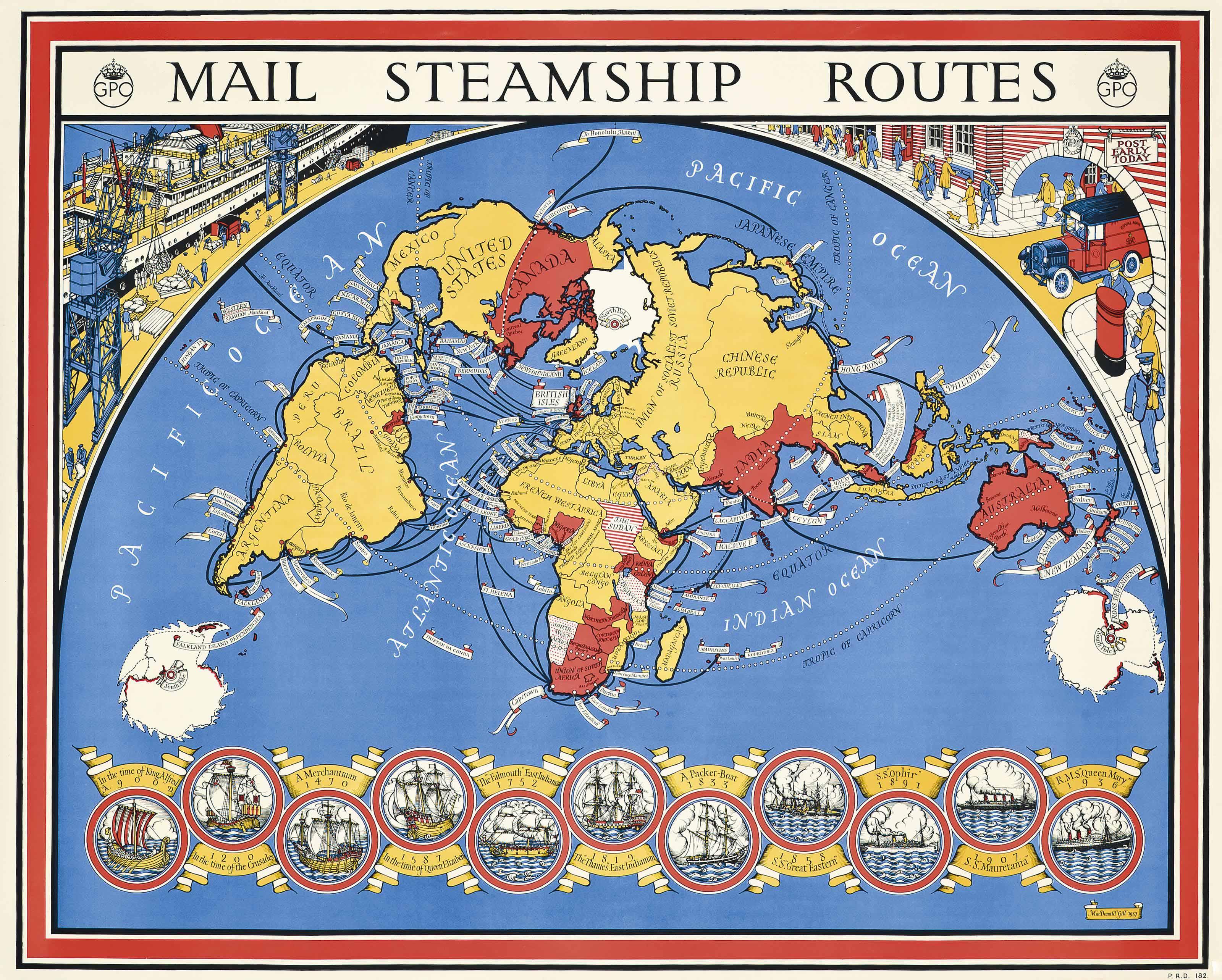 MacDonald Gill - Mail Steamship Routes