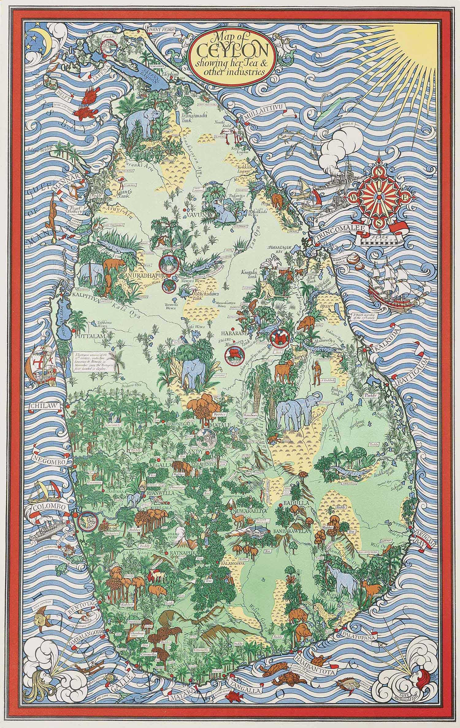 Macdonald Gill - Map Of Ceylon Showing Her Tea And Other Industries