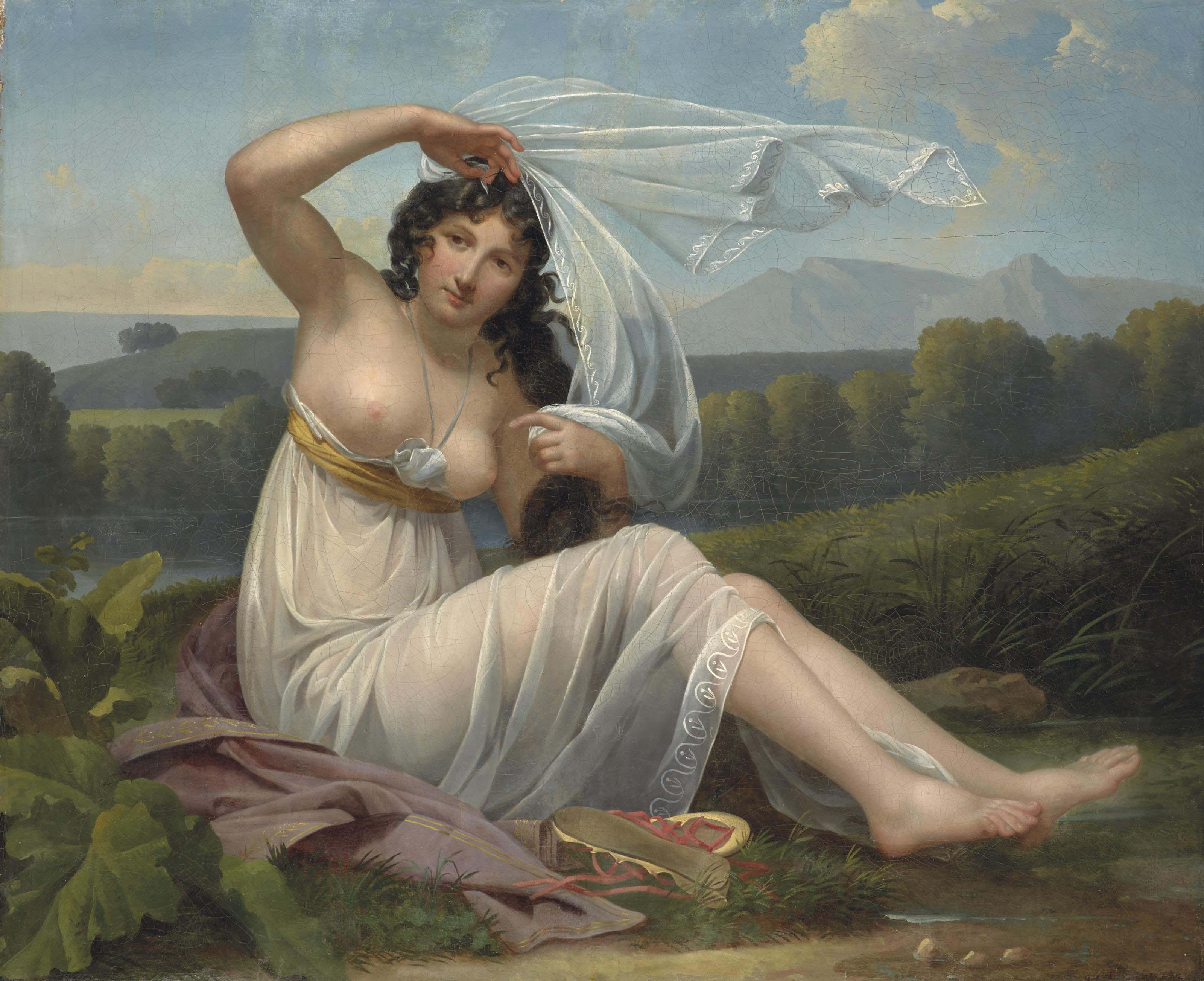 Madame Varillat - Jeune Femme Assise Dans Un Paysage