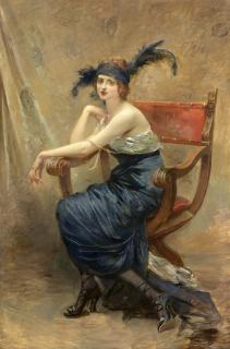 Madeleine Jeanne Lemaire - Femme Assise Dans Un Fauteuil Dagobert