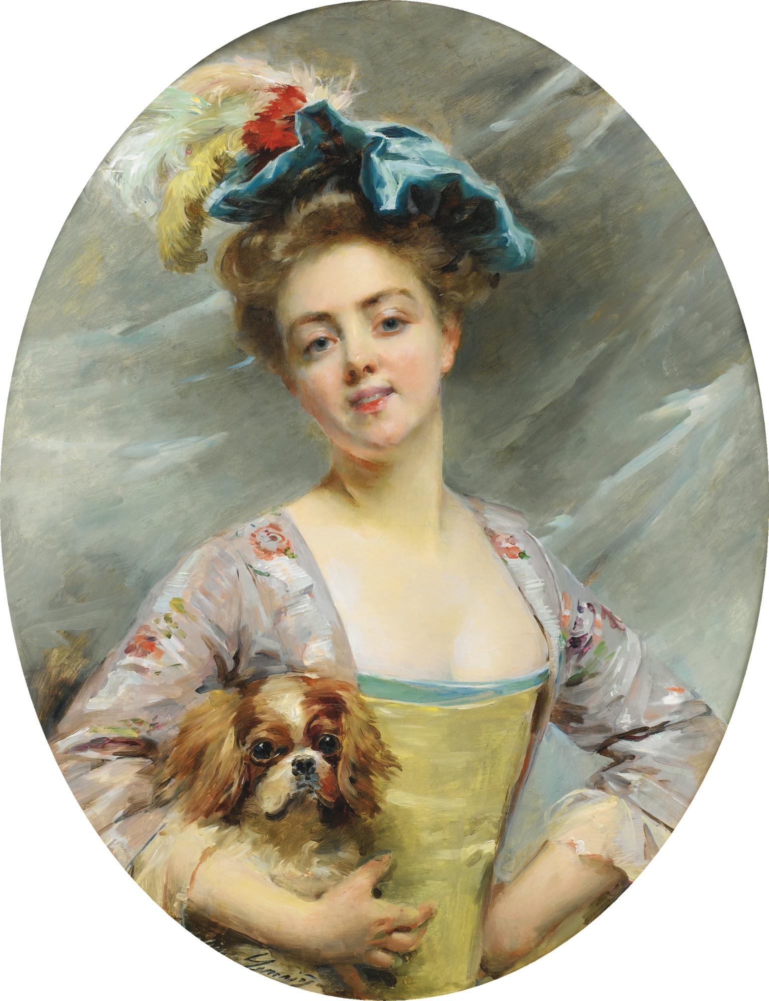 Madeleine-Jeanne Lemaire - Jeune Femme Au Petit Chien
