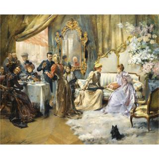 Madeleine Lemaire - French Le Gouter Au Salon Du Peintre