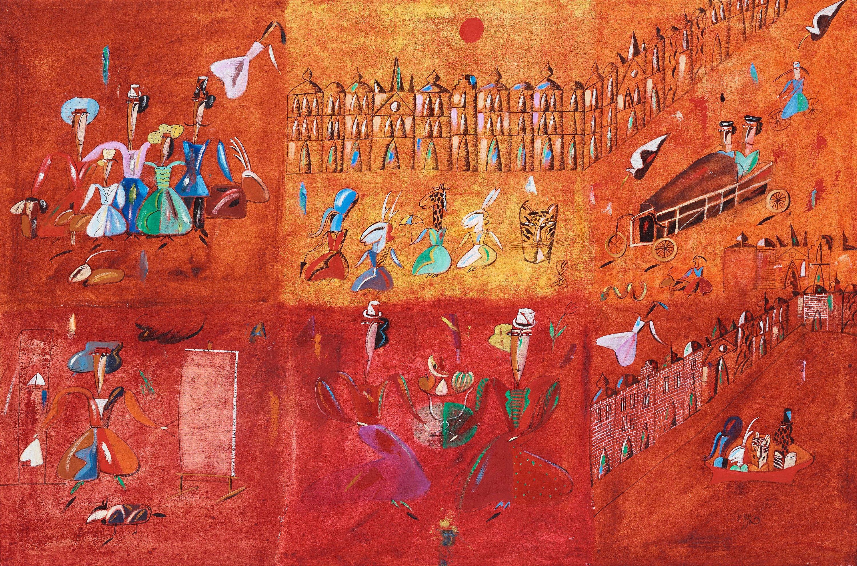 Madeleine Pyk - Composition with figures.