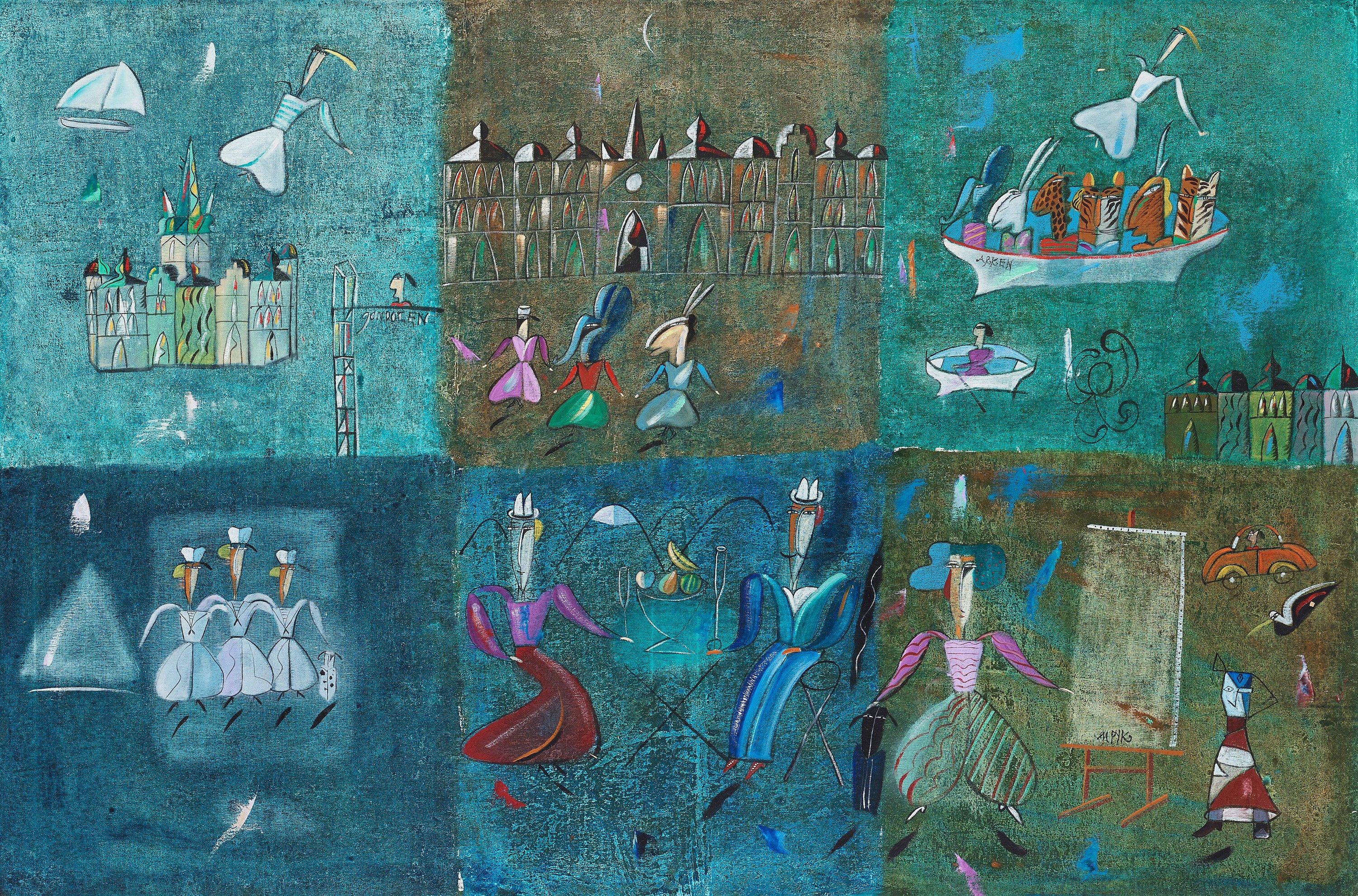 Madeleine Pyk - Composition with figures.