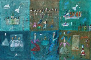 Madeleine Pyk - Composition with figures.