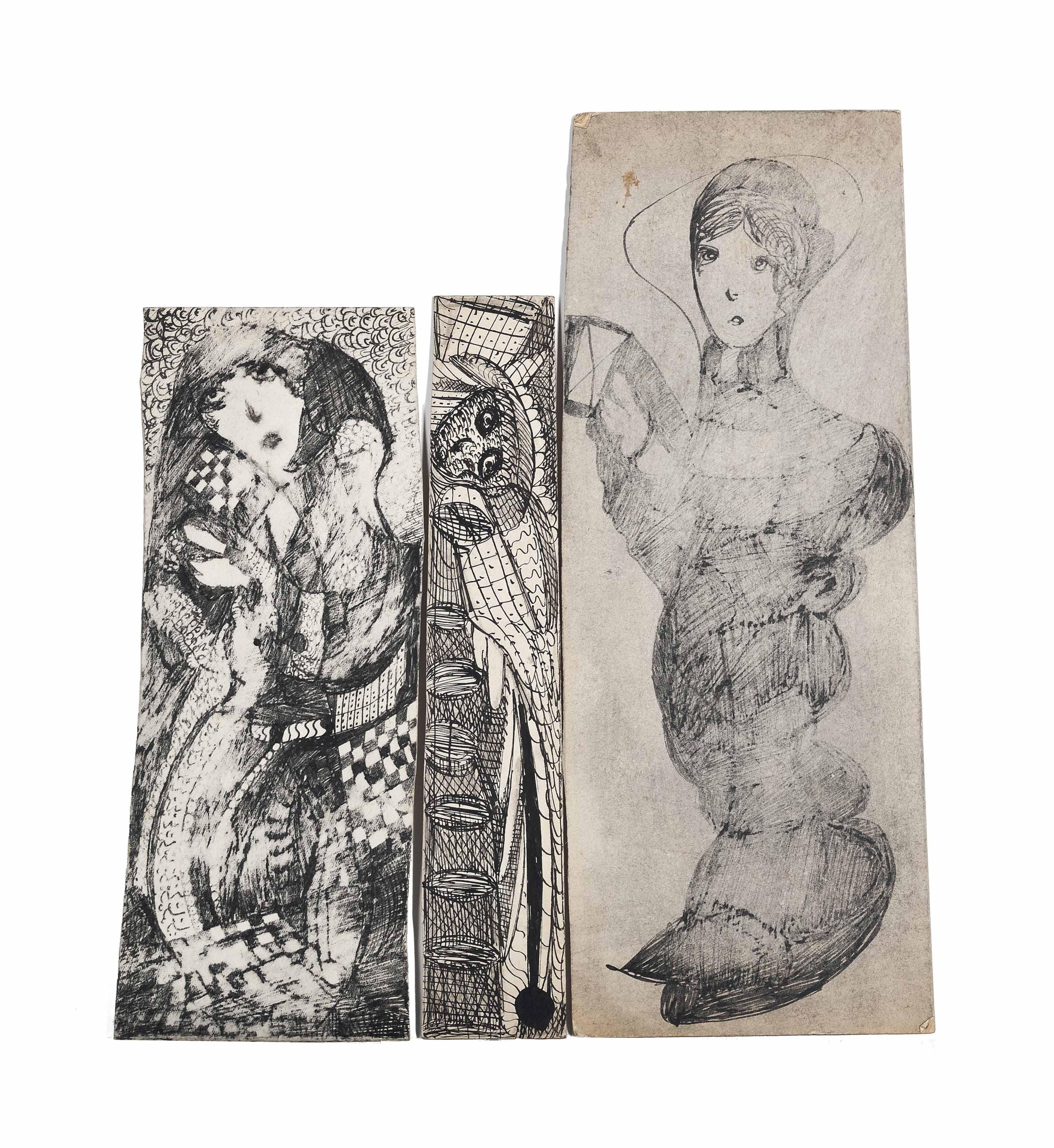 Madge Gill - Three female figures