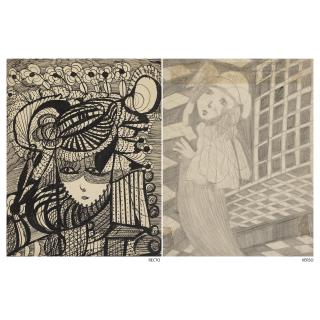 Madge Gill - Untitled (shrouded figure/ lady), double sided