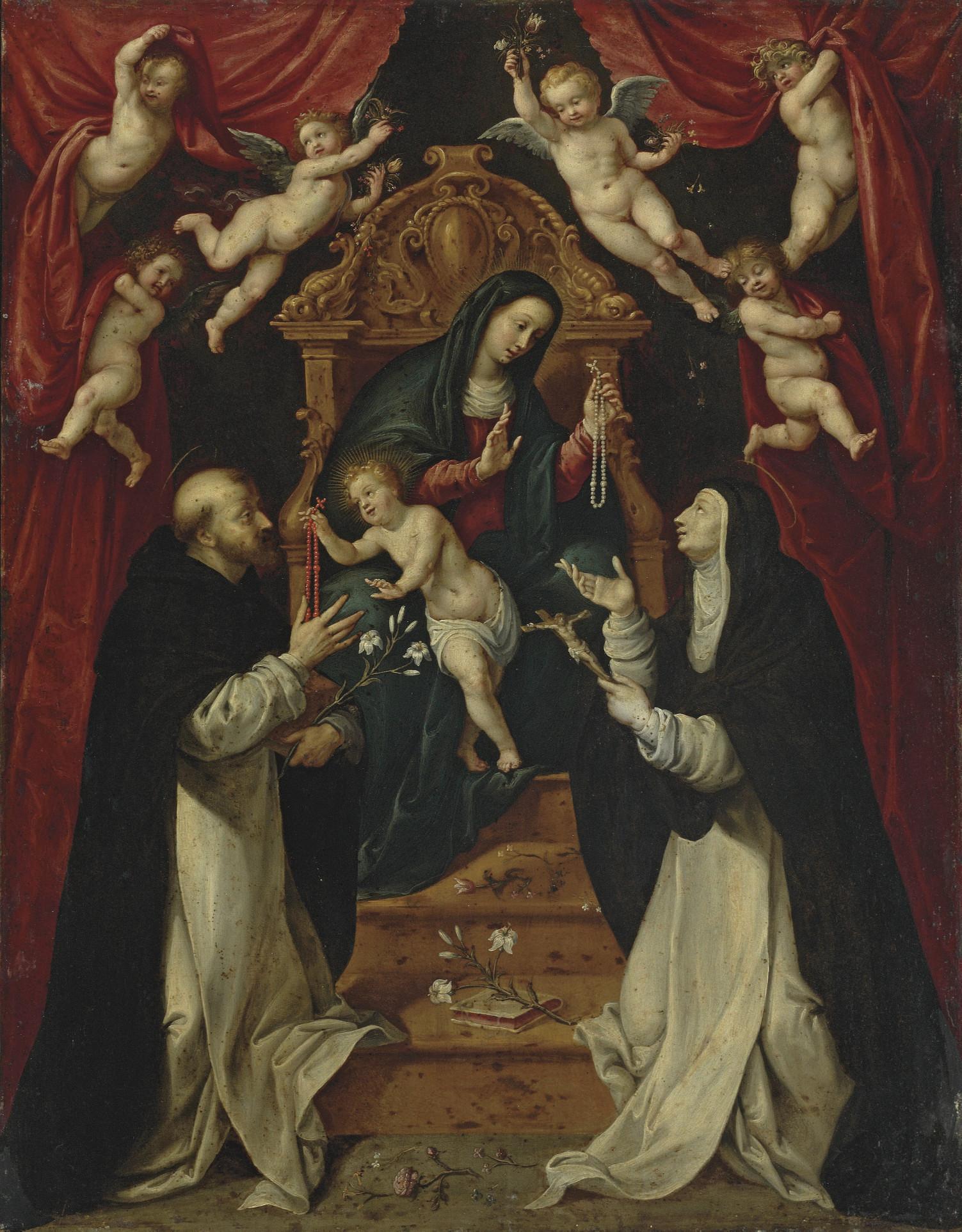 Maerten Pepijn - The Madonna and Child Enthroned with Saints Dominic and Catherine of Siena and Angels