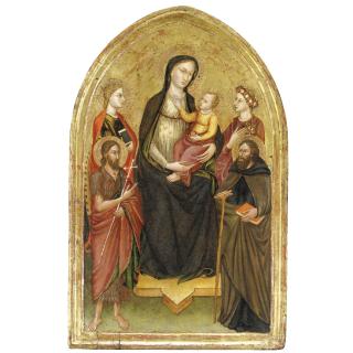 Maestro di Sant\'Ivo - Madonna Col Bambino In Trono Tra San Giovanni Battista, Santa Caterina D\'Alessandria, Santa Dorotea E San Antonio Abate