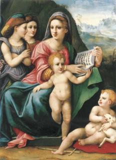 Maestro Di Volterra - Madonna con Bambino, San Giovannino e due angeli