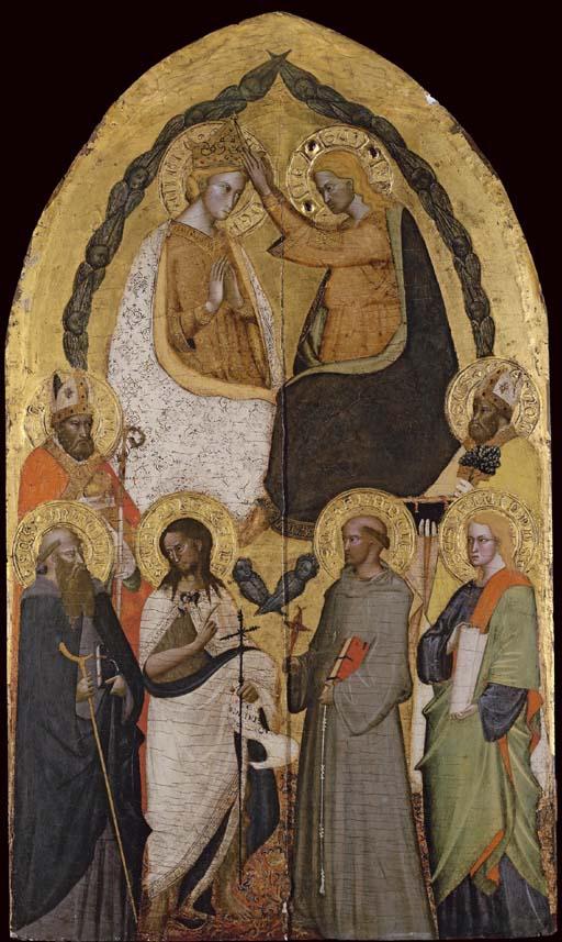 Maestro Francesco - The Coronation of The Virgin, with Saints Nicholas of Bari, Anthony Abbot, John the Baptist, Francis of Assisi, Phillip and Zanobi