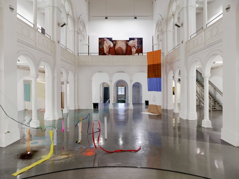 Goldrausch 2017 – exhibition view, Laura Link (top center), Azar Pajuhandeh (bottom right), Sophia Mix (bottom left), Elisa Duca (center).