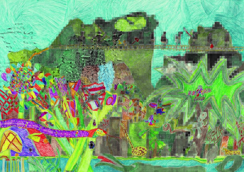 Kar Hang Mui, Ohne Titel, 2010, Farbstift auf Papier, 70 x 100 cm