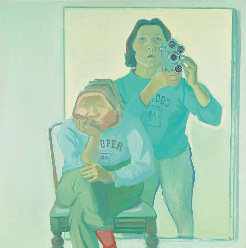 Maria Lassnig. Doppelselbstporträt mit Kamera, 1974