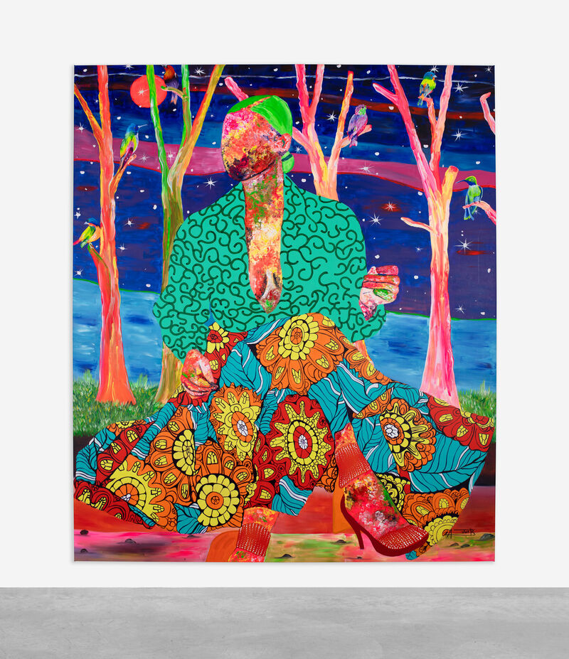 Ajarb Bernard Ategwa, Blue Night With Birds, 2021