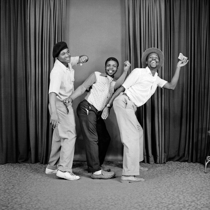 Three men dancing in a line - Inkjet printing on paper