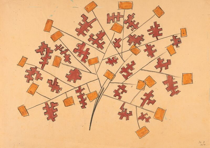 Backsteinbaum, 1954, Kohle, Gouache auf Papier, 42 x 59,5 cm